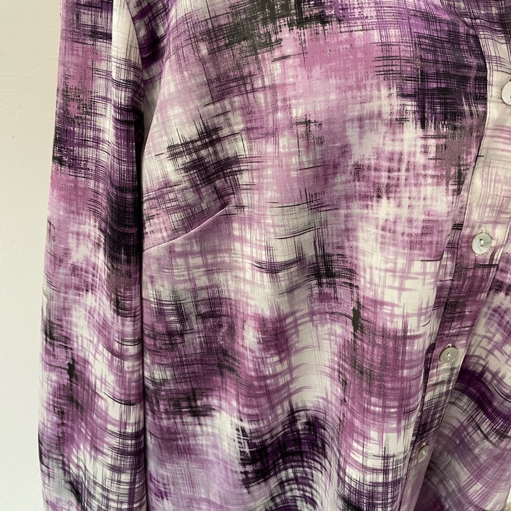 Chico's Purple Button Down blurred plaid shirt - Picture 4 of 5